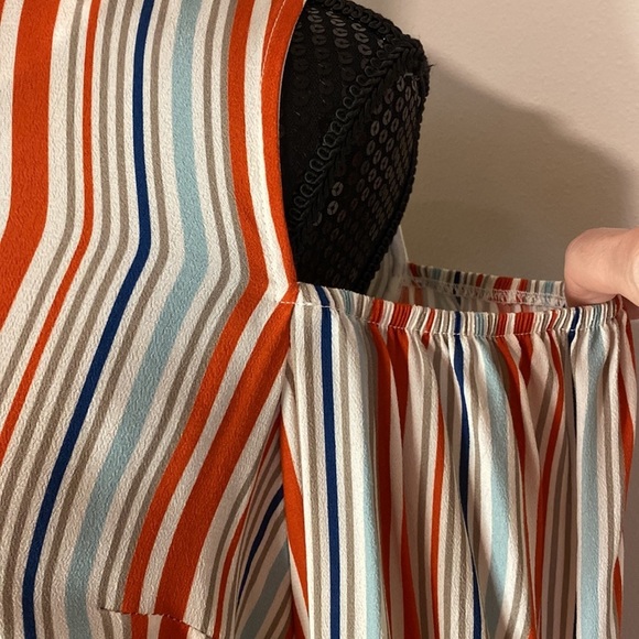 Allen Schwartz Boutique line striped cold shoulder sheath midi dress size 4 - Picture 6 of 11